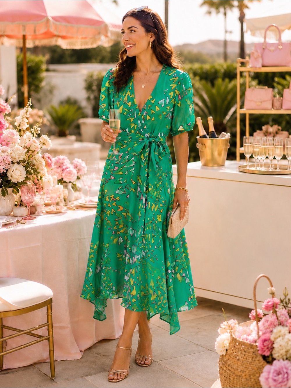 Leanne Marshall Heartstone RTW Green Wrap Dress